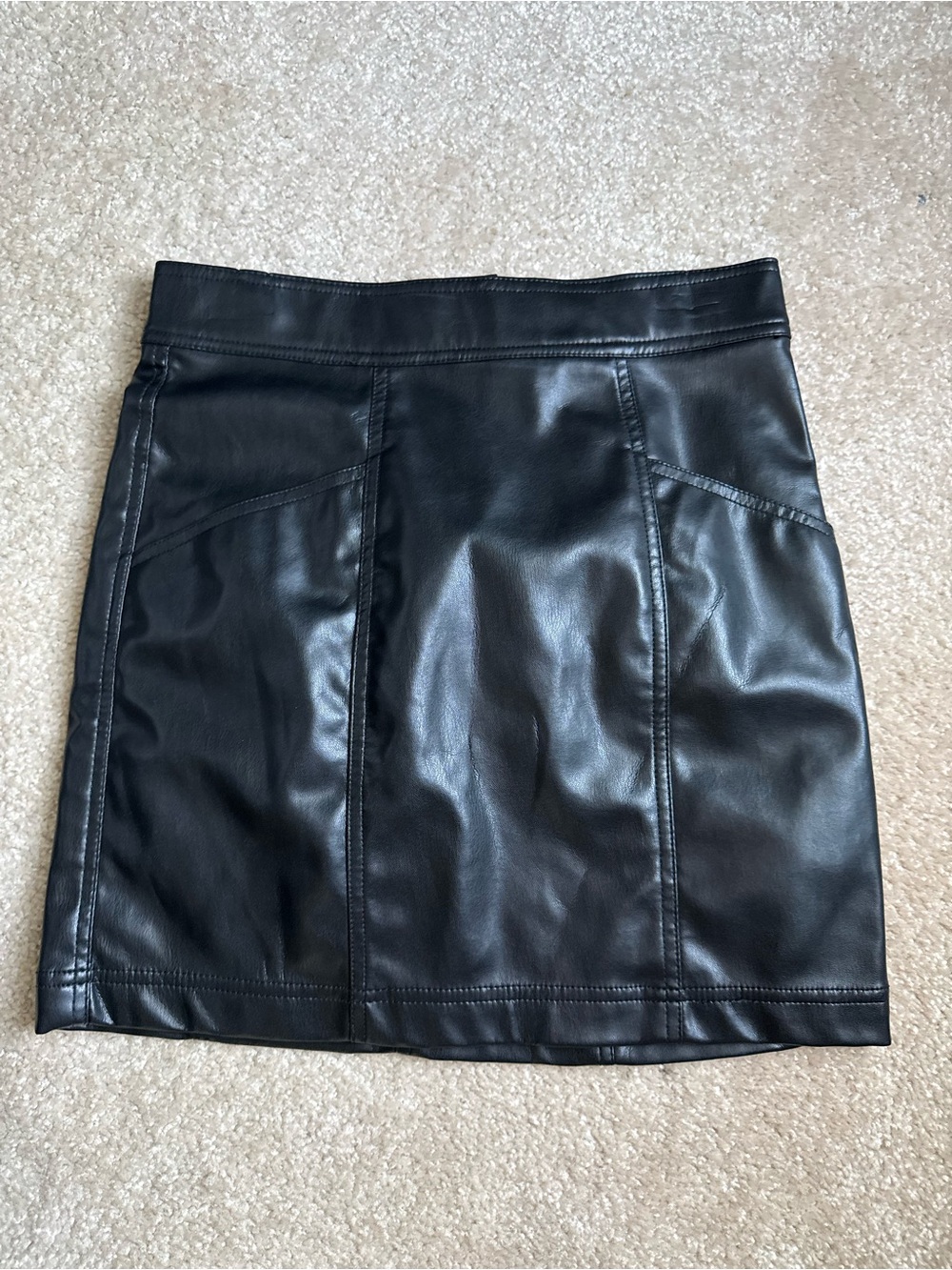 H&M Black Faux Leather Paneled Mini Skirt